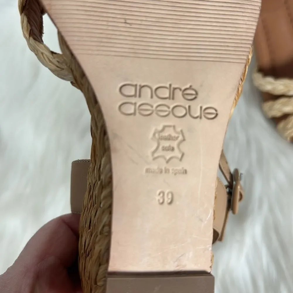 Andre Assous Milena Women's Espadrille‎ Natural Raffia Wedge Sz 39/US 8.5